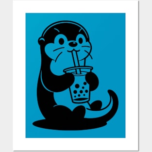 Otter Drinking Boba Tea Posters and Art